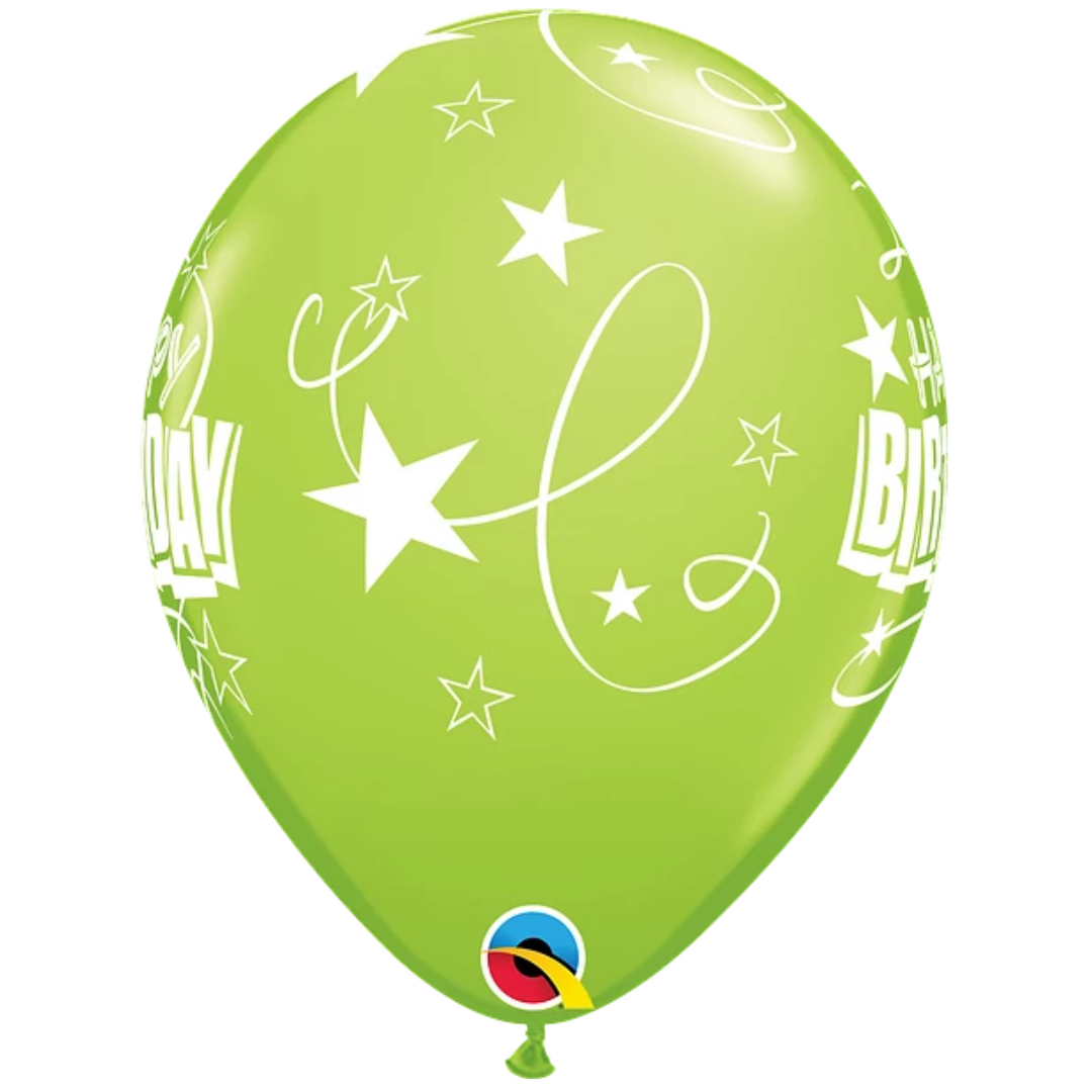 11" Qulatex Carnival Assortment Birthday Loops & Stars Latex Balloons | 50 Count