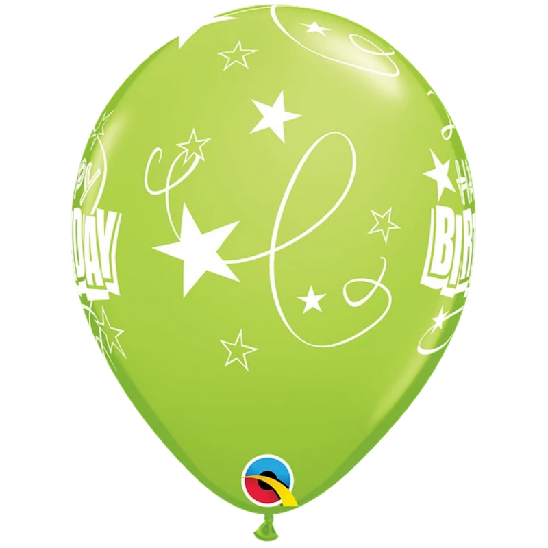 11" Carnival Assortment Birthday Loops & Stars Latex Balloons | 50 Count