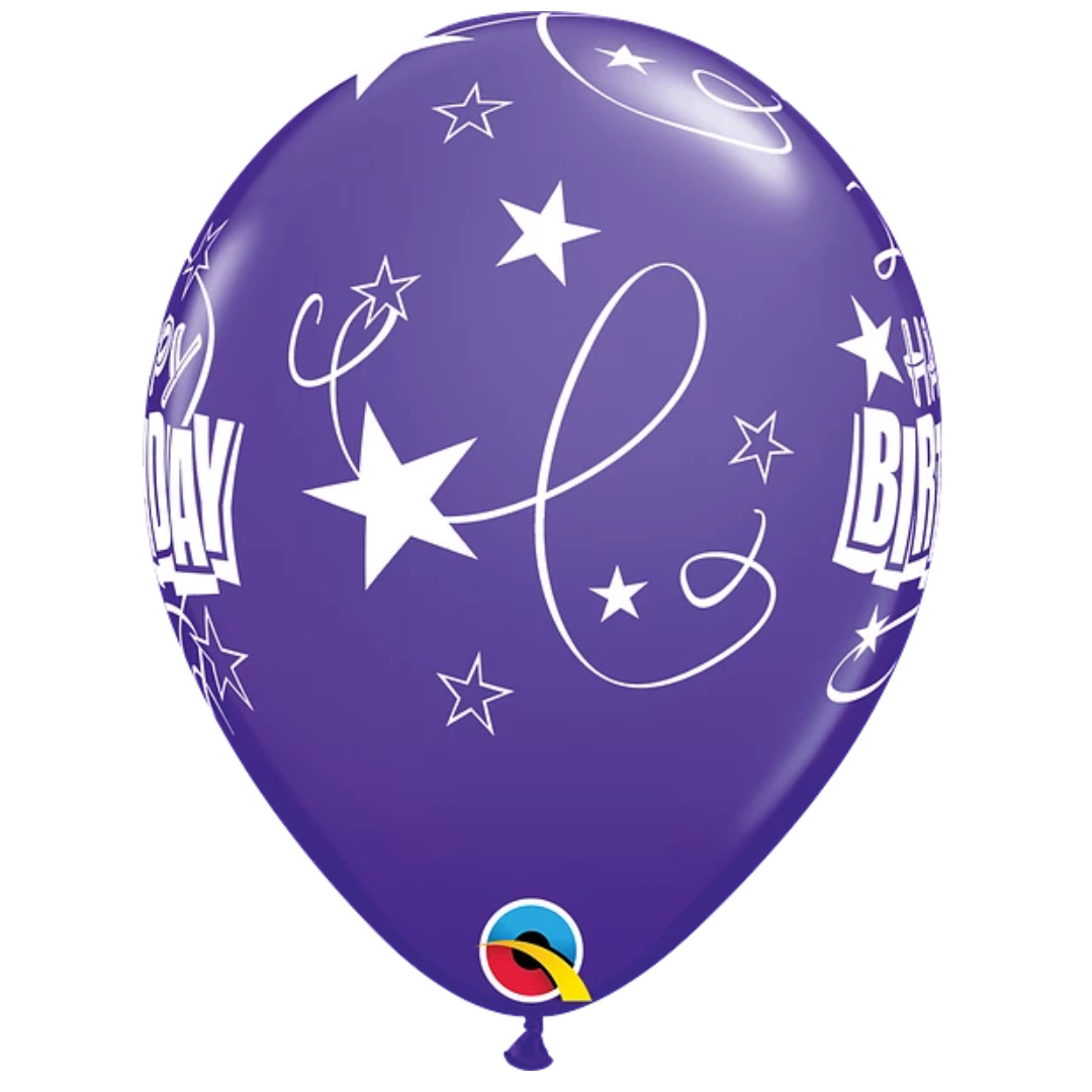 Surtido de carnaval de 11 pulgadas, globos de látex con lazos y estrellas para cumpleaños | 50 unidades