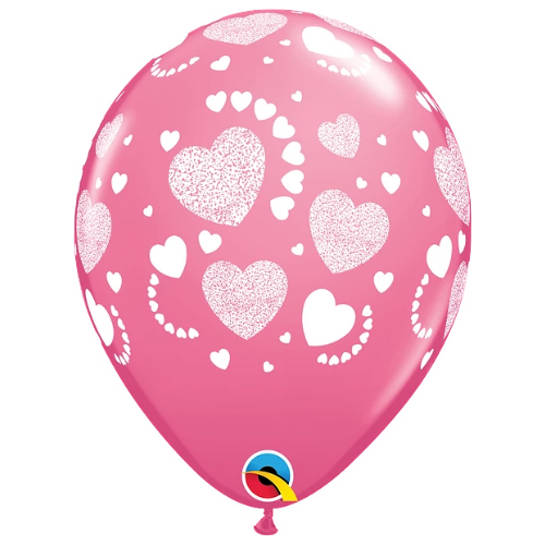 11" Love Asst. Etched Hearts-A-Round Latex Balloon | 50 Count