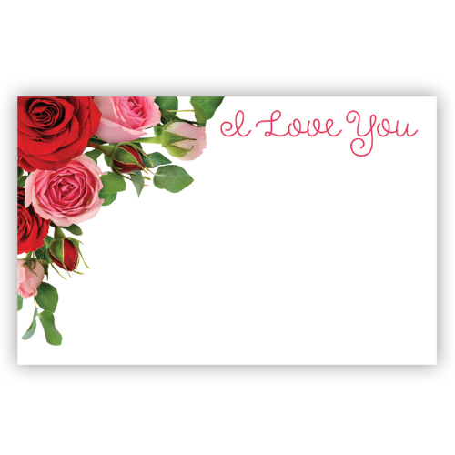 I Love You Pink & Red Roses Enclosure Cards | 50 Count
