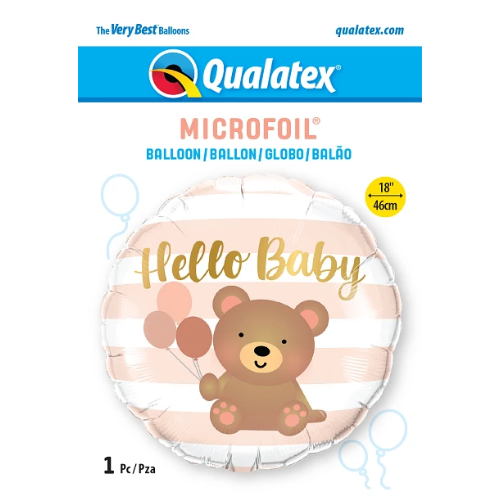 Globo de papel aluminio Hello Baby Bear de 18" | Compre 5 o más y ahorre un 20 %