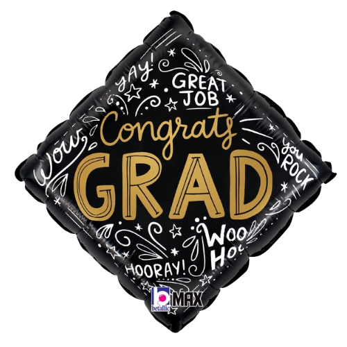 Globo de papel de aluminio de 18" Felicidades Grad Words (P24) | Compre 5 o más y ahorre 20%
