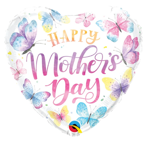 Globo de papel de aluminio con diseño de mariposas en acuarela Feliz Día de la Madre de 18" (P7) | Compre 5 o más y ahorre un 20 %