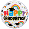 Globo burbuja Qualatex con gorros de graduación y arcoíris de 22" (P30)