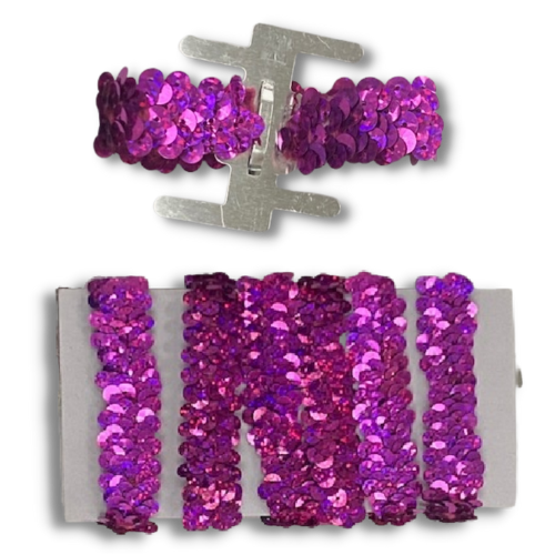 muñequera elástica con ramillete de lentejuelas holográficas | 6 cuentas