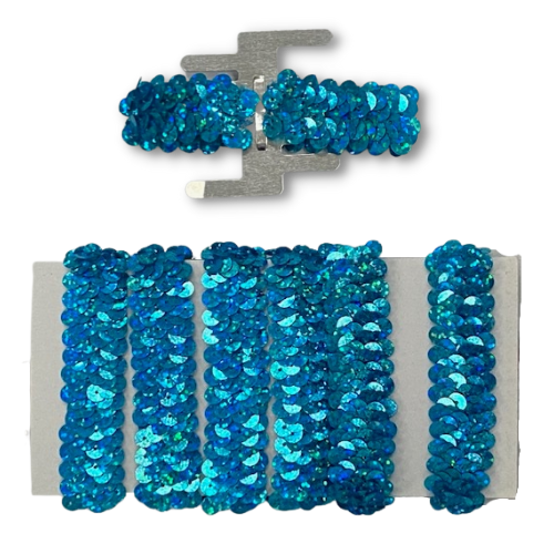 muñequera elástica con ramillete de lentejuelas holográficas | 6 cuentas