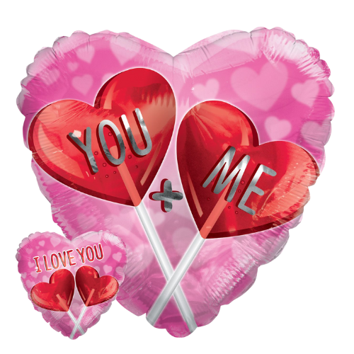 Globo de aluminio con forma de corazón de piruletas I Love You de 18" (P5) | Compre 5 o más y ahorre un 20 %
