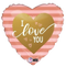 Globo de lámina de corazón I Love You con rayas de oro rosa de 18" (P5) | Compre 5 o más y ahorre un 20 %