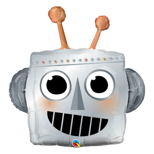Globo metalizado con cabeza de robot de 35"