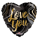 18" Love You Marble Heart Foil Balloon (P6) | Buy 5 Or More Save 20%