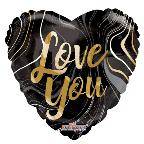 Globo metalizado Love You Marble Heart de 18" (P6) | Compra 5 o más y ahorra un 20 %