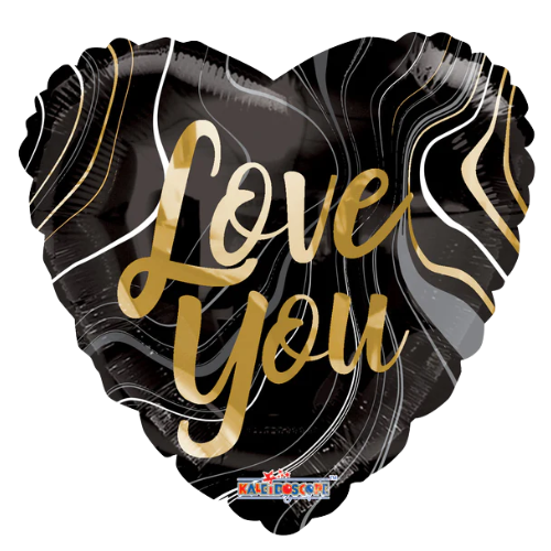 18" Love You Marble Heart Foil Balloon (P6) | Buy 5 Or More Save 20%