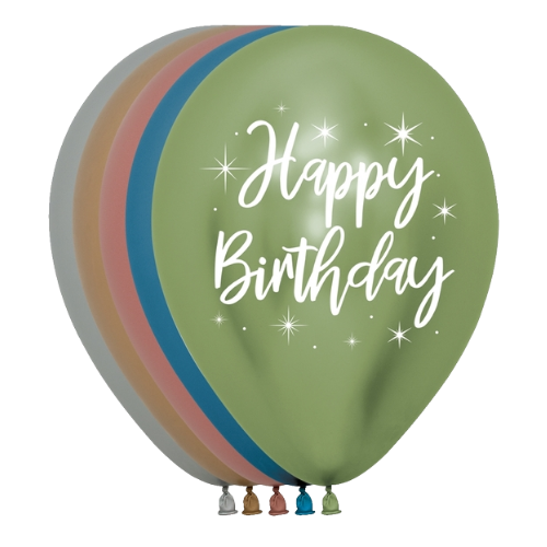 11" Happy Birthday Reflex Sempertex Latex Balloons| 50 Count - Dropship (Shipped By Betallic)