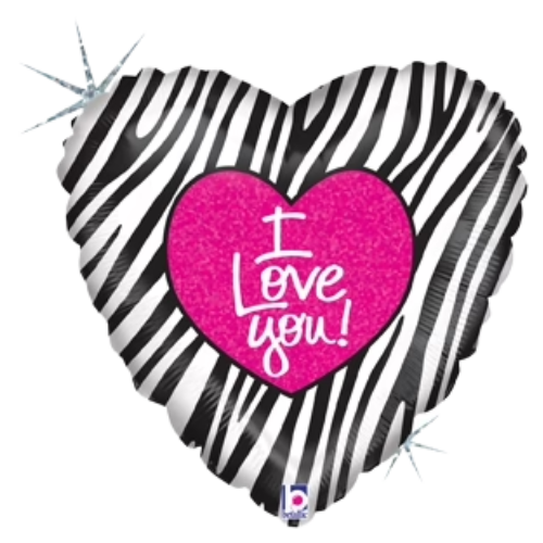 18" Betallic Love Zebra Heart Foil Balloon (WSL)