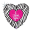 Globo metalizado Love Zebra Heart de 18" (P6) | Compra 5 o más y ahorra un 20 %
