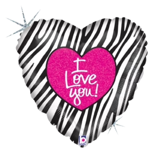 18" Love Zebra Heart Foil Balloon (WSL)