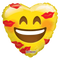 Globo de papel de aluminio con forma de corazón sonriente con besos de 18" (P6) | Compra 5 o más y ahorra un 20 %