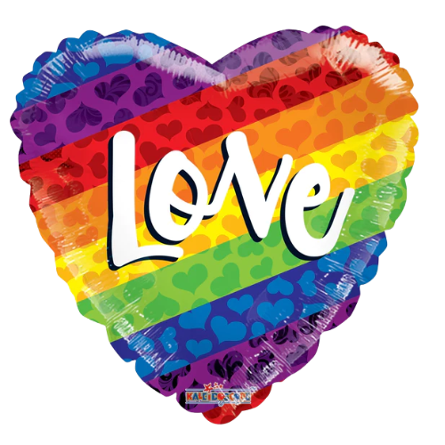 18" Rainbow Love Heart Non Foil  Balloon (WSL)