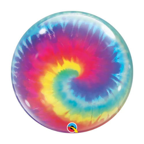22" Single Bubble Tie Dye Swirls Qualatex Bubble Balloon