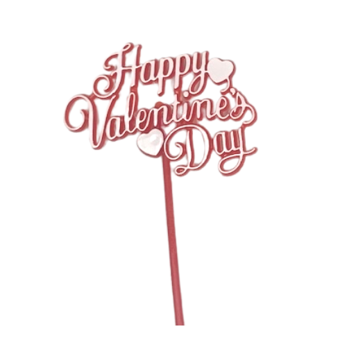 3 1/4" Happy Valentine's Day con 2 púas florales de corazones 12 ct.