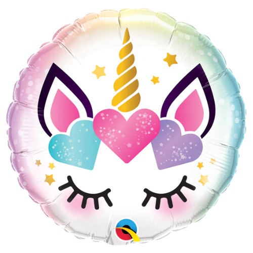 Globo de aluminio con pestañas de unicornio de 18" (P7) | Compra 5 o más y ahorra un 20 %