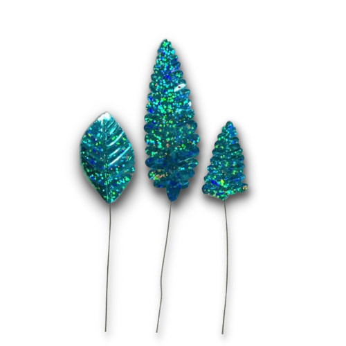 Holographic Artificial Laser Leaves - Wired Stem | 48 Count