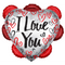 26" I Love You Ruffled Heart Shape Foil Balloon (P9) | 5 Count