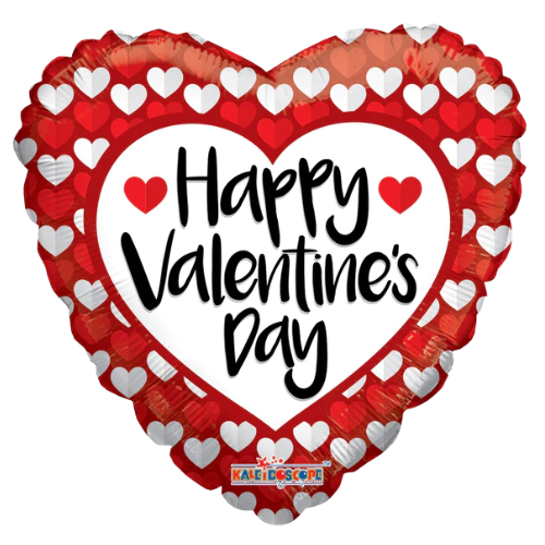 Globo de papel de aluminio con corazones rojos y blancos de 36" Happy Valentine's Day (P9) | 5 unidades