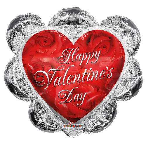 Globo de lámina de corazón con volantes de feliz día de San Valentín de 26 pulgadas (P9) | 5 unidades