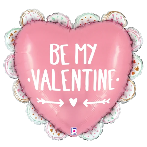 24" Valentine Doodle Ruffled Heart Foil Balloon (P9)