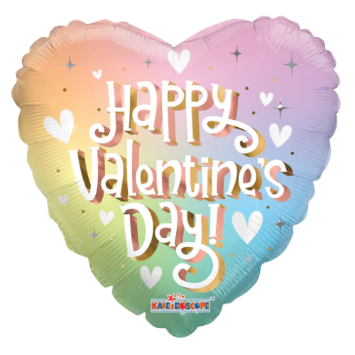36" Conver Happy Valentine's Day Soft Rainbow Foil Balloon (S3R4) | 5 Count