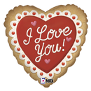 18" I Love You Cookie Heart Foil Balloon (WSL)