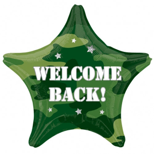 18" Welcome Back! Camouflage Star Foil Balloon | Buy 5 Or More Save 20%