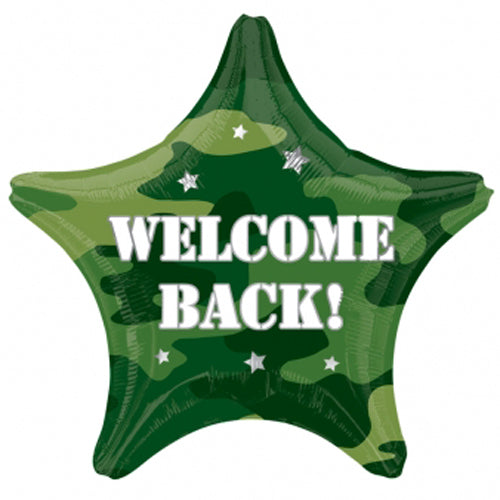 18" Anagram Welcome Back! Camouflage Star Foil Balloon | Buy 5 Or More Save 20%