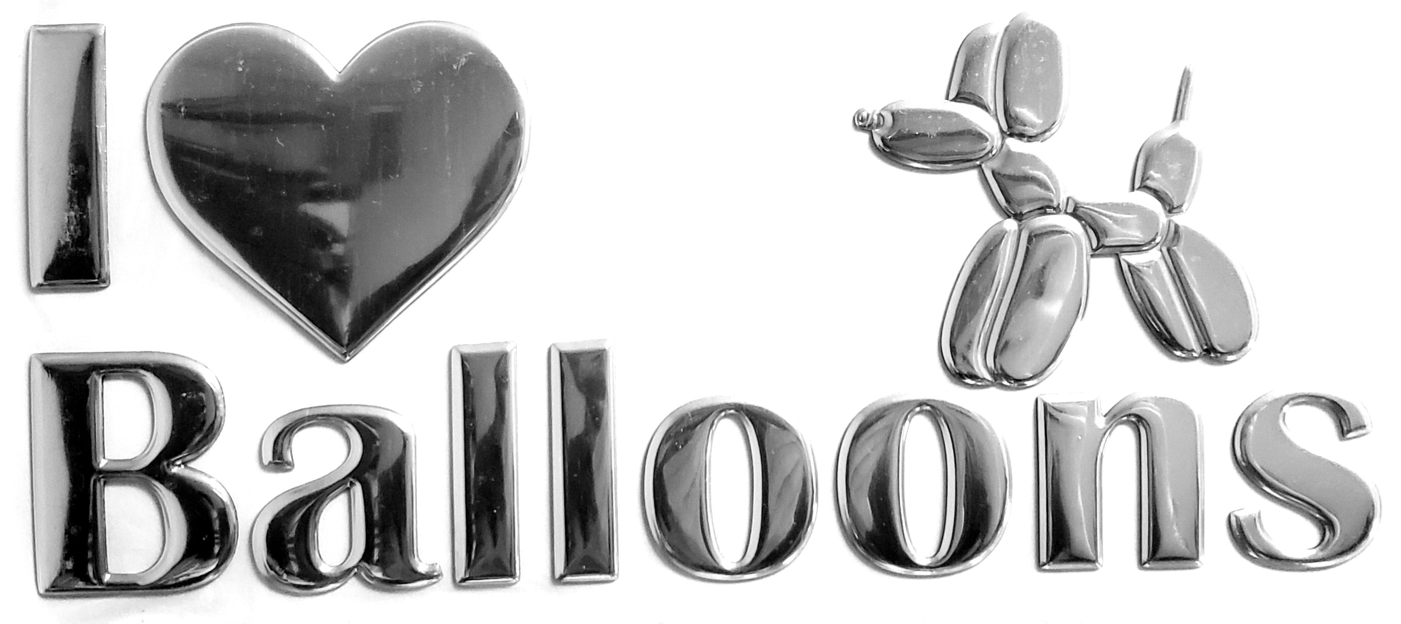 I Heart Balloons - Balloon Dog Chrome Decal Sticker