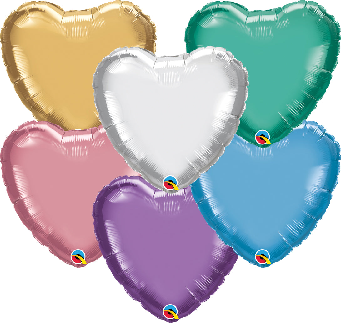 18" Qualatex Chrome Heart Foil Balloons | Buy 5 Or More Save 20%