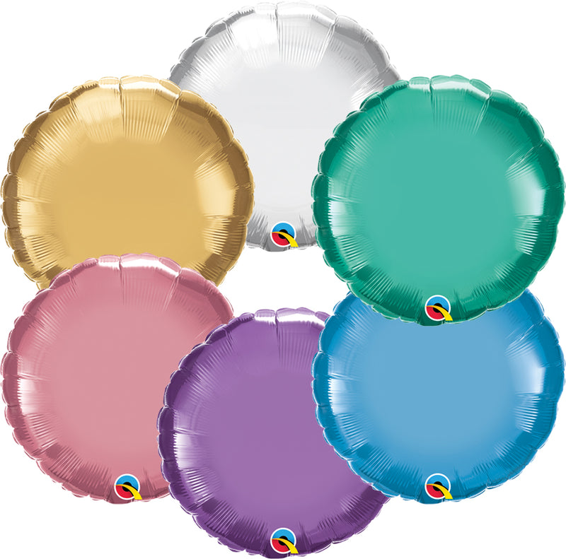 18" Qualatex Chrome Round Foil Balloons | Buy 5 Or More Save 20%