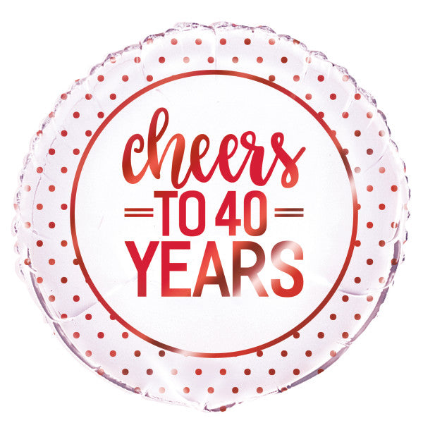 18" Cheers to 40 Years Foil Balloon | Buy 5 Or More Save 20%