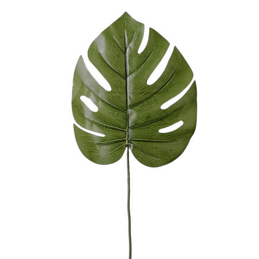 7¾" Dark Green Artificial Palm Monstera Leaf | 12 Count
