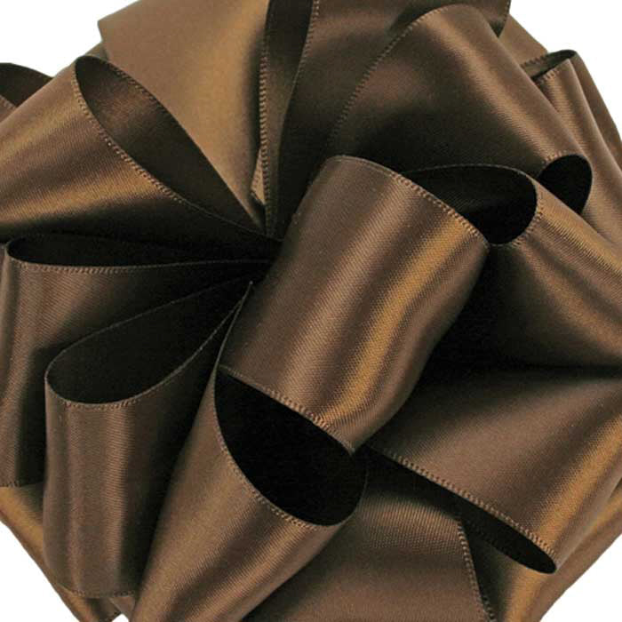 Offray Ribbon, Brown 1 1/2 inch Single Face Satin Polyester Ribbon, 12 feet