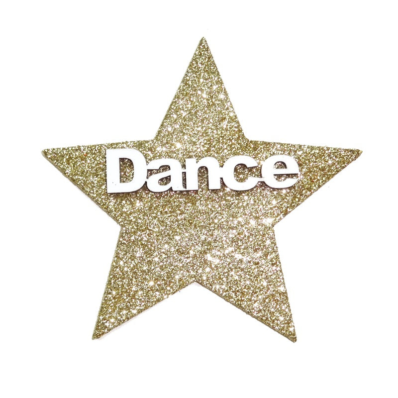 Estrella de baile de madera con purpurina de 3.75 pulgadas.