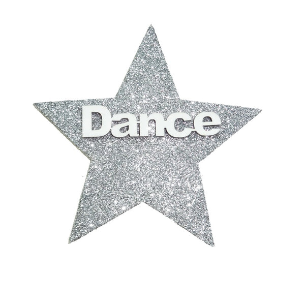 Estrella de baile de madera con purpurina de 3.75 pulgadas.