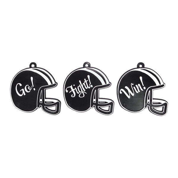 Abalorios para casco plano Go Fight Win de 2,25" 3 piezas