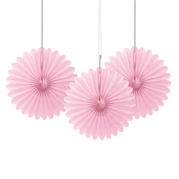 6 Mini Light Pink Tissue Paper Fan Decorations, 3ct