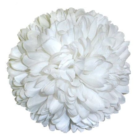 7 1/2" White Artificial Silk Mum - 21 Layers | 1 Count
