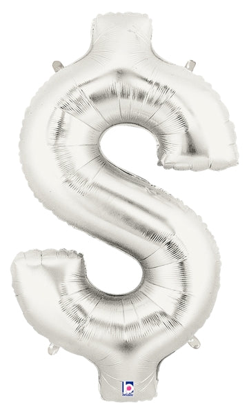 14" | 34" Betallic Silver Symbol Foil Balloons - Megaloons | 2 Sizes Available - Numbers 0-9