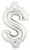14" | 40" Silver Symbol Foil Balloons - Megaloons | 2 Sizes Available - Numbers 0-9