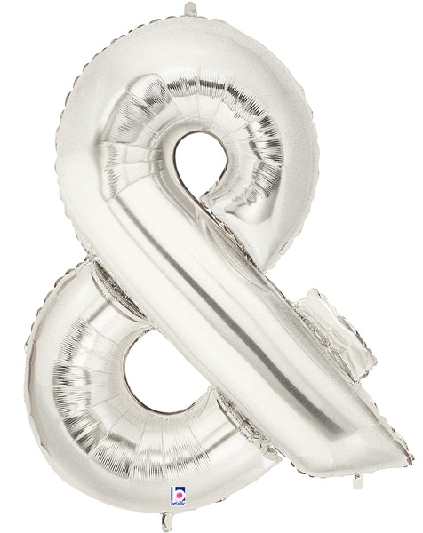 14" | 34" Betallic Silver Symbol Foil Balloons - Megaloons | 2 Sizes Available - Numbers 0-9