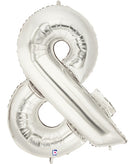 14" | 40" Silver Symbol Foil Balloons - Megaloons | 2 Sizes Available - Numbers 0-9